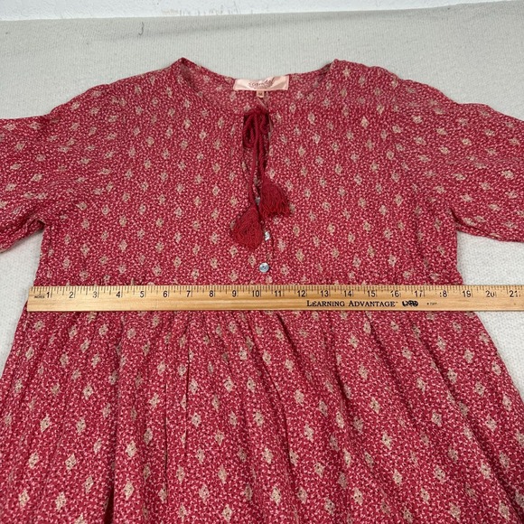 NWT Scandal Italy Ordell Tiered Ruffle Mini Dress Womens Medium Floral Boho Pink - Picture 9 of 16